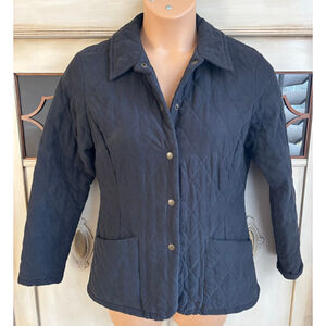 VGUC Barbour Quilted Long Sleeve Jacket Womens Snap Front Black | US Sz 6